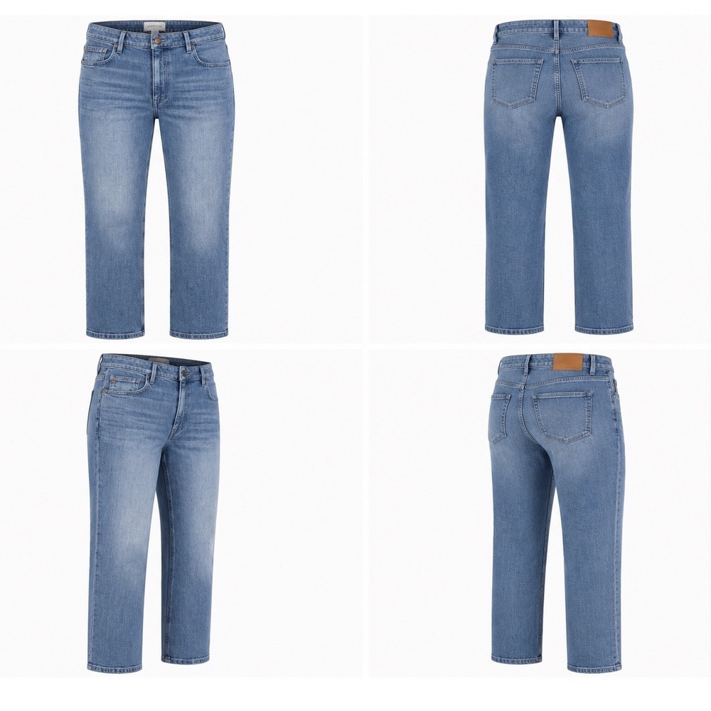 Lafayette 148 Reeve Straight Jeans Women 31 Blue High Rise Cropped Denim USA